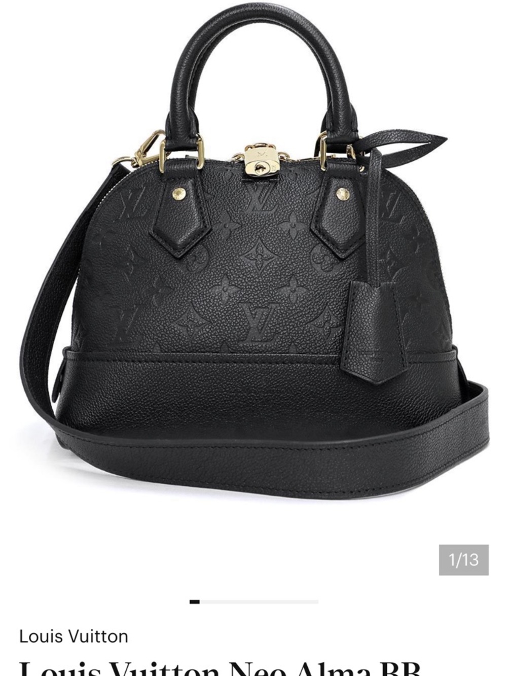 Louis Vuitton Black Neo Alma BB Satchel with Gold Hardware